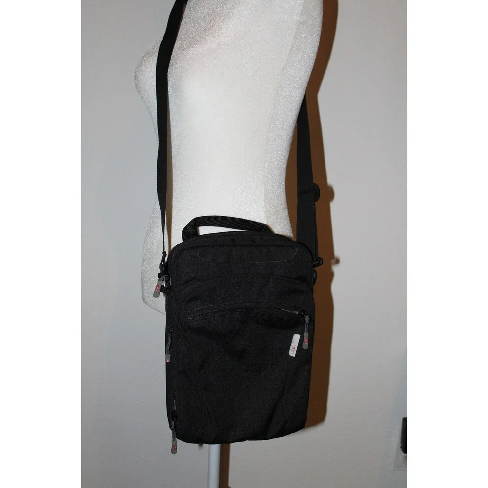 STM Black Nylon Vertical Messenger Crossbody Tablet Tech‎ Bag Organizer Utility